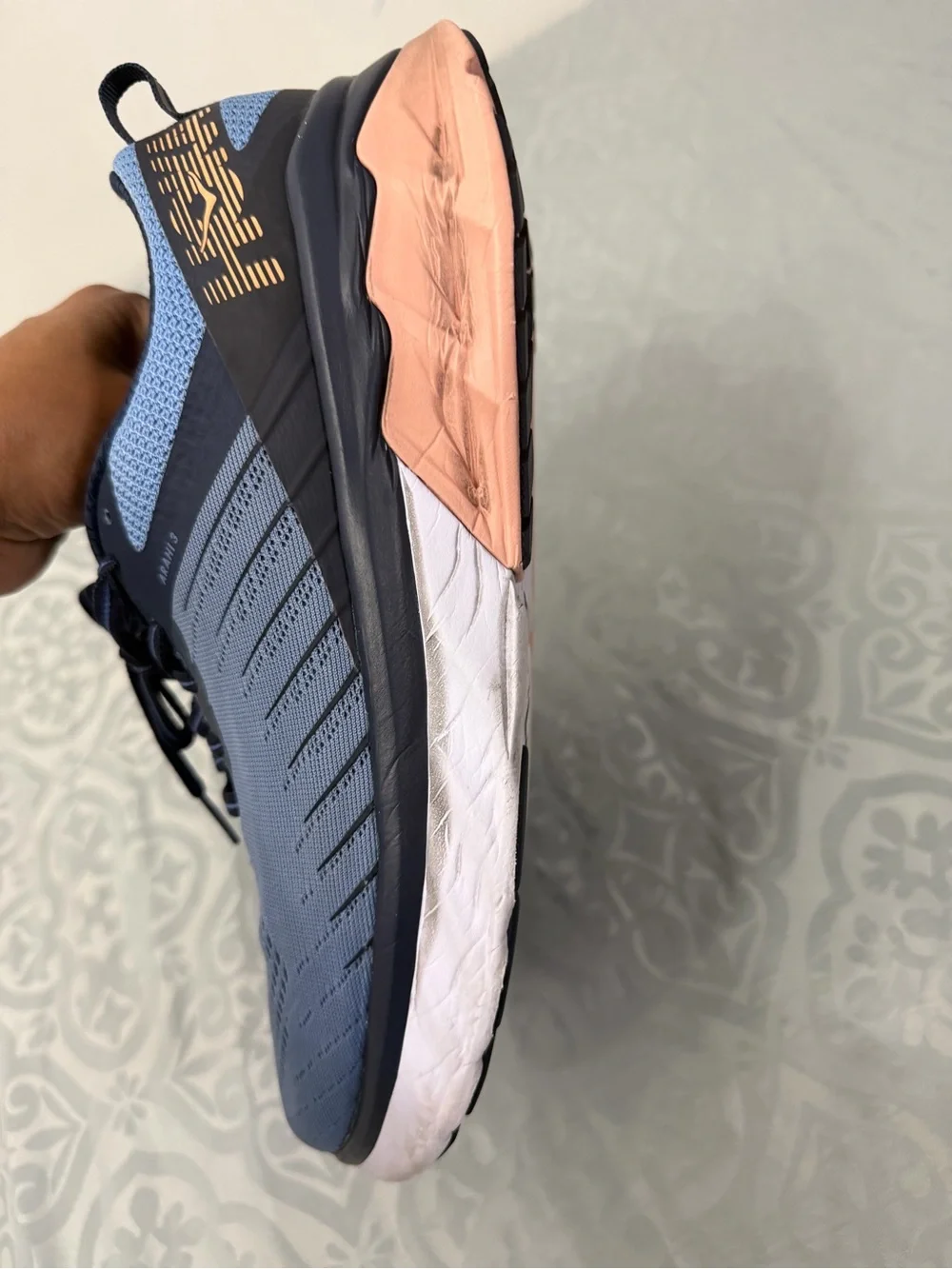 Hoka One One Women's Blue Running Shoes with Peach Accents